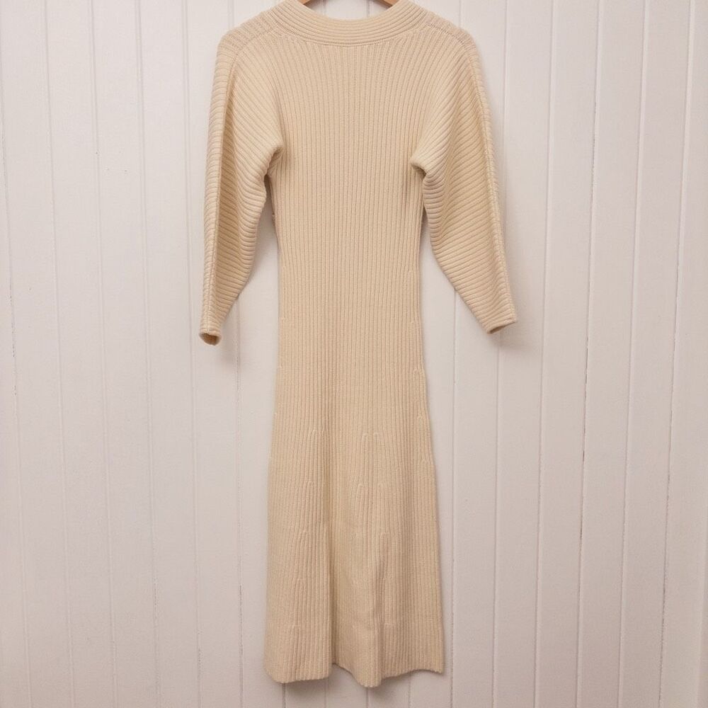 MARA HOFFMAN Samira Wrap-effect Ribbed Organic Cotton-blend Midi Dress Cream Siz - Picture 6 of 12
